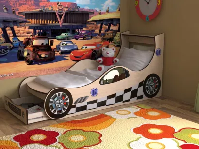 Детская кровать СлавМебель Машинка с ящиком 70x160